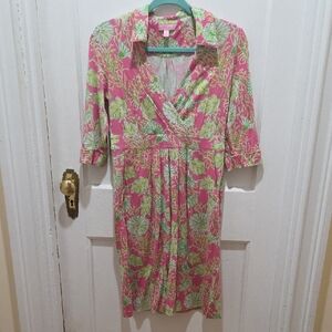 Pink and Green Floral Dress